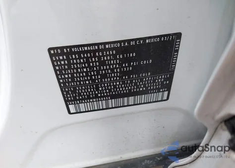 2021 Volkswagen Tiguan 2.0T Se/2.0T Se R-Line Black/2.0T Sel from USA, damaged, VIN 3VV2B7AX6MM098656